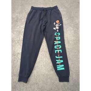 Space‎ Jam Joggers Mens M Black Pull On Sweatpants Bugs Bunny Basketball